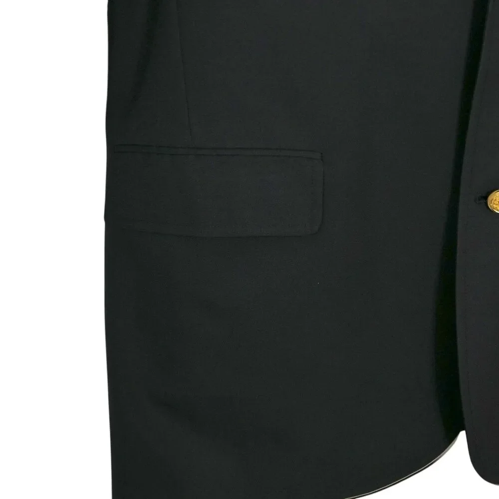VTG Southwick Sz 42 Blazer Sport Coat Black Gold Buttons Preppy Old Money Office